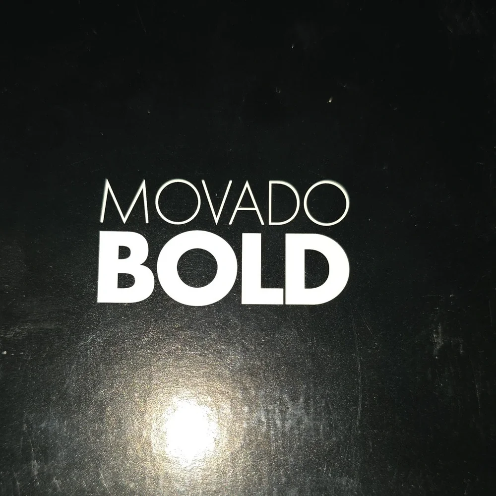 Movado Bold Black Metal Bracelet Analog Wristwatch Date Indicator w/Original Box